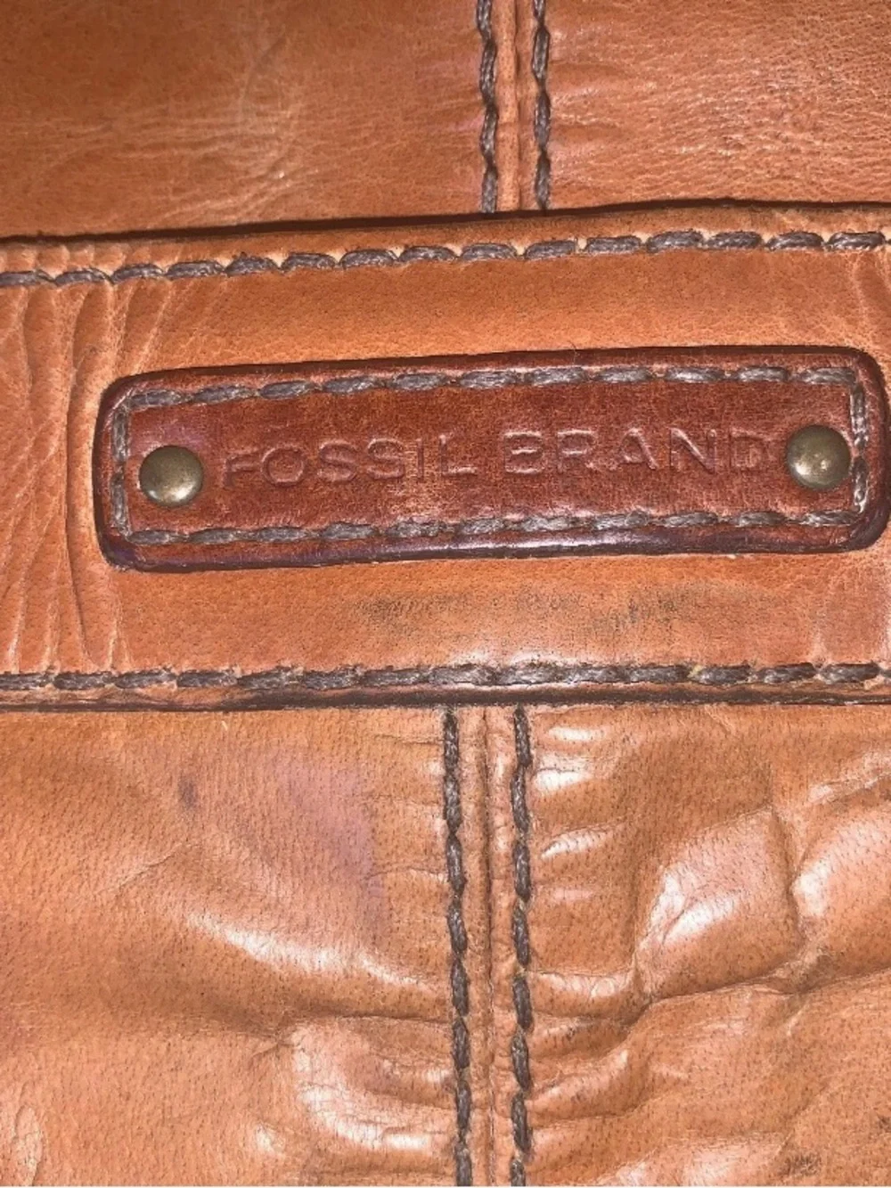 Vintage Fossil Leather Messenger Computer Bag Adjustable Strap Magnetic Flap